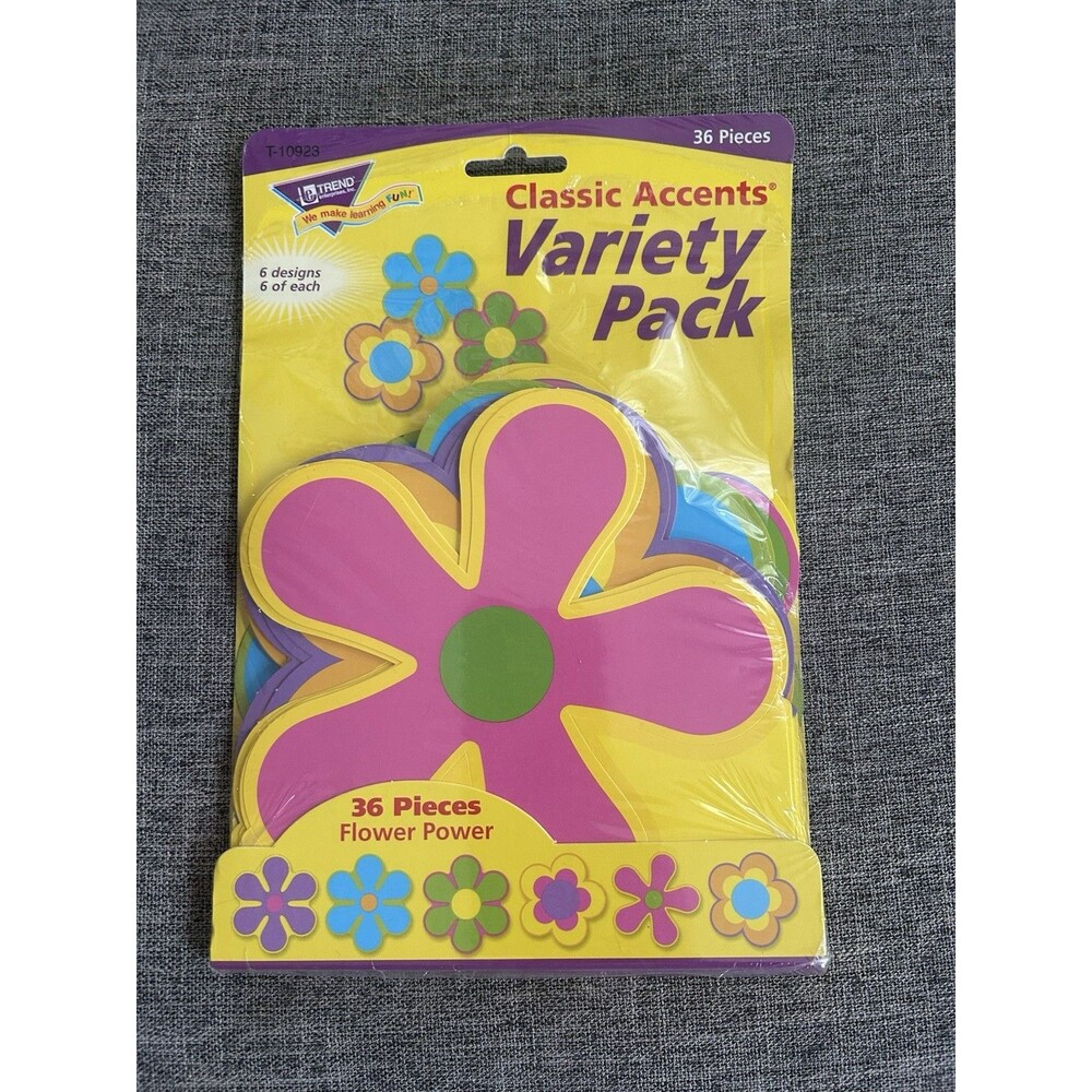 Trend Classic Accents Flower Power 36 Pieces 6 Each Of 6 Designs 6 in
